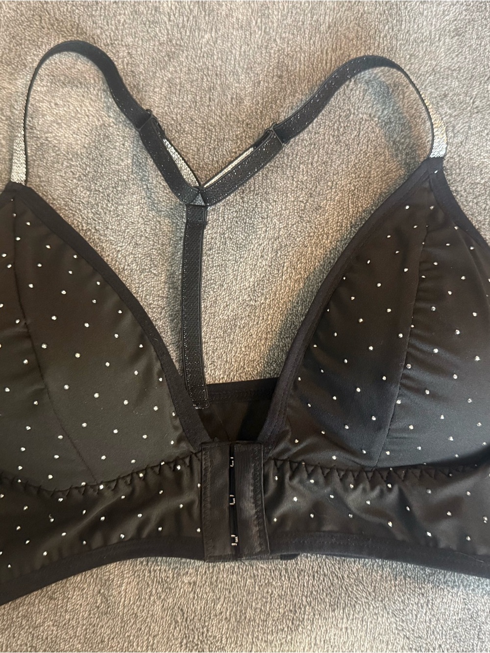 Black Bralette with tiny rhinestones n glittery straps